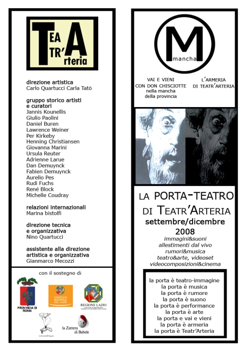 programam di sala la porta/teatro di Teatr'Arteria, settembre/dicembre 2009.